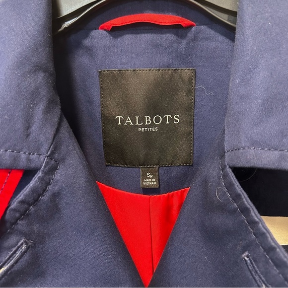 Talbots Breton Nautical Navy White Stripe Peacoat Size Small Petite - Picture 2 of 7